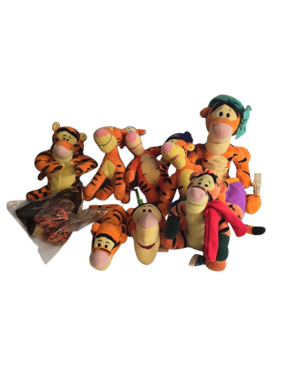 Vintage Lot of 9 Various Small  Disney Plush Tiggers READ